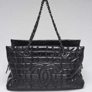 Chanel Black Quilted Vinyl Large Frozen Tote Bag